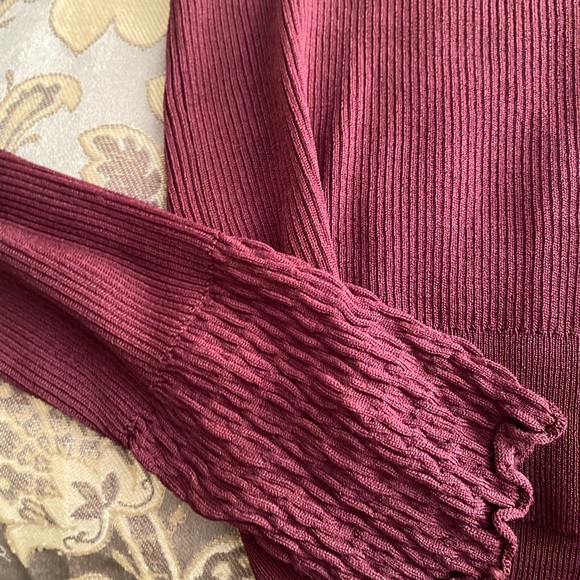 Zara Knit Maroon Ribbed Top - Picture 4 of 4